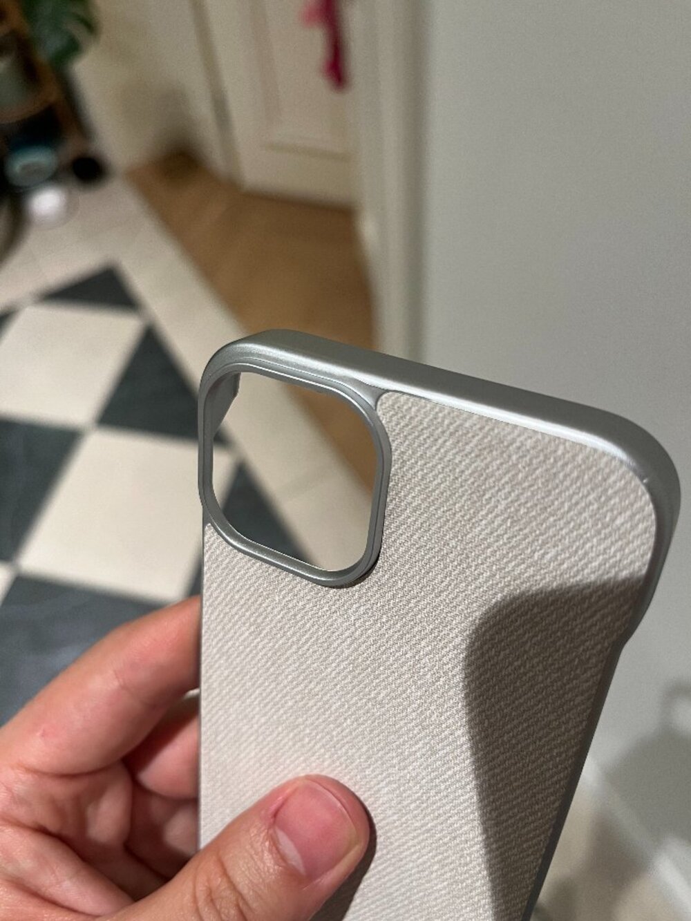 Beige Fabric Texture Metal Frame Case